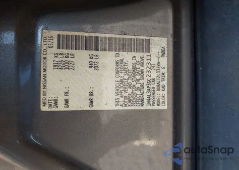 2016 Nissan Altima 2.5 Sl z USA, uszkodzony, nr VIN 1N4AL3AP3GC232311